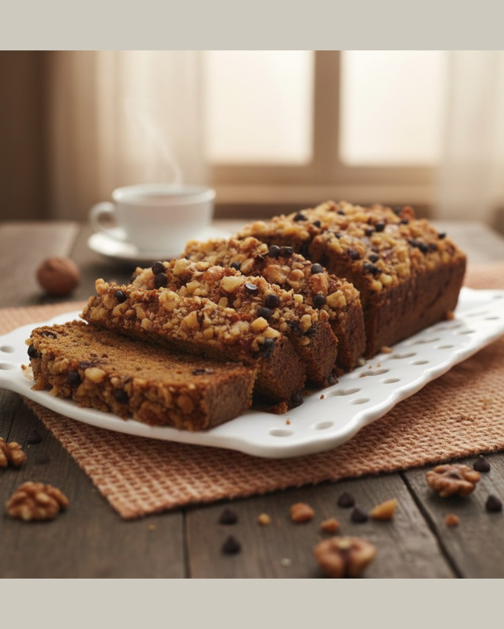 Whole Wheat Banana Walnut ChocoChip Tea Cake